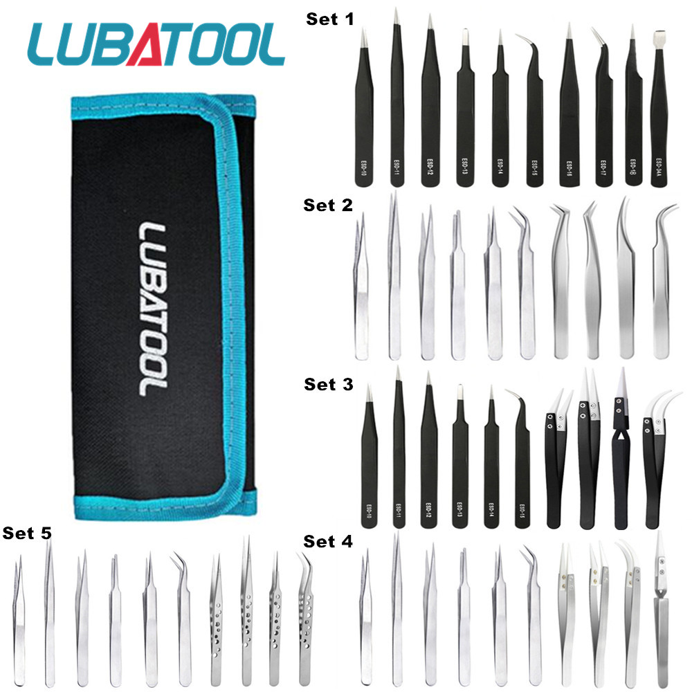 10 Pcs Tweezers Set Bag Stainl - Electronics Repair Tool Kit recension och pris