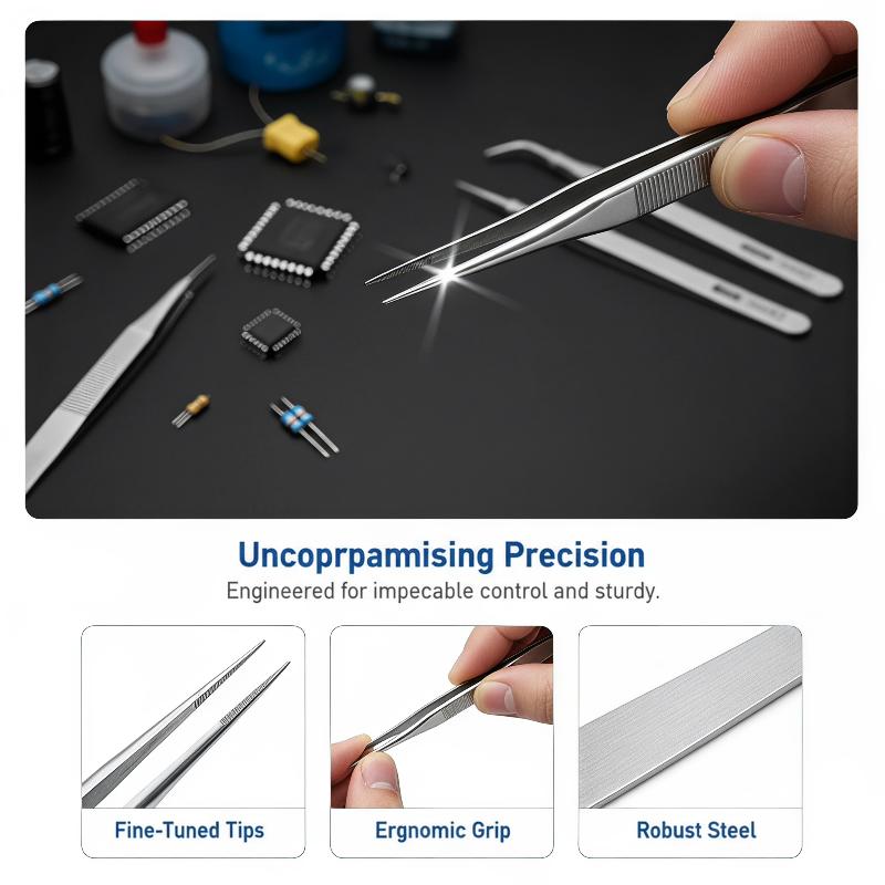 6Pcs Stainless Steel Tweezers  - Electronics Repair Tool Kit recension och pris